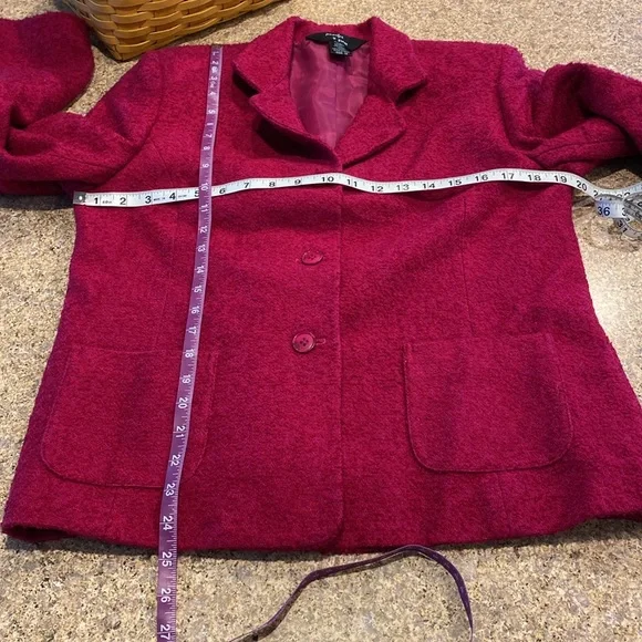 Jennifer & Grace Fuchsia Raspberry Pink Wool Blend Blazer 10 Lined - Picture 4 of 17